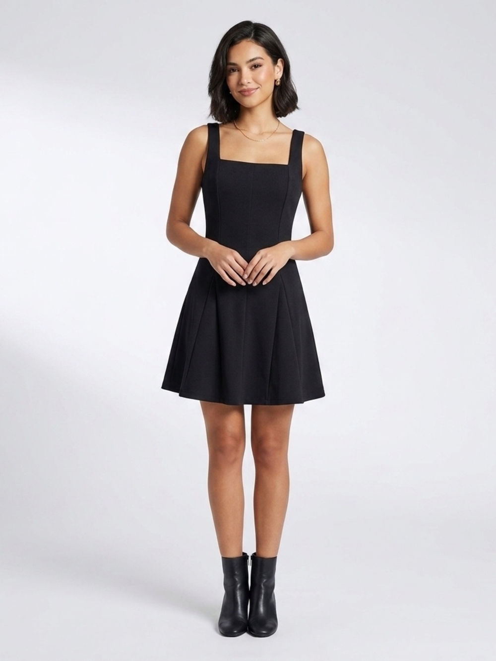 Forever 21 Black Square-Neck Mini Dress Size Med